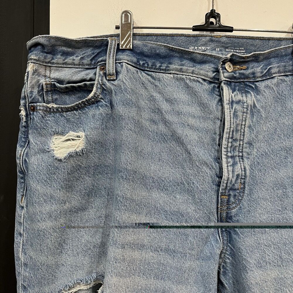 Old Navy Extra High Rise Buttonfly Distressed Ripped Cropped Jeans Size 22 Plus - Picture 2 of 10